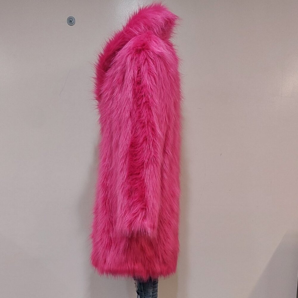 💋GORGEOUS💋 Faux Fox Fur Coat in Magenta Pink - Picture 11 of 16